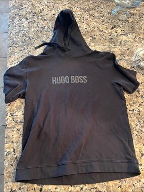 Hugo Boss Black Short-Sleeve Logo Hoodie